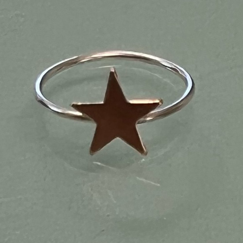 925 Sterling Silver & 14K Gold Filled STAR Ring size 5 - Picture 5 of 14